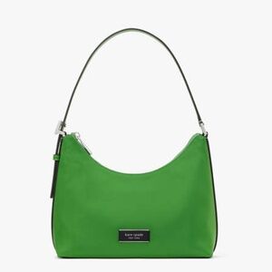 Kate Spade Sam Icon KSNYL Nylon Small Shoulder Bag Green (Silver Hardware) NWT